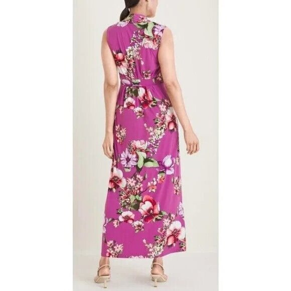 Chico’s Purple Floral Maxi Dress Summer Sleeveless Size 22 V-Neck Long Knit NEW - Picture 7 of 10